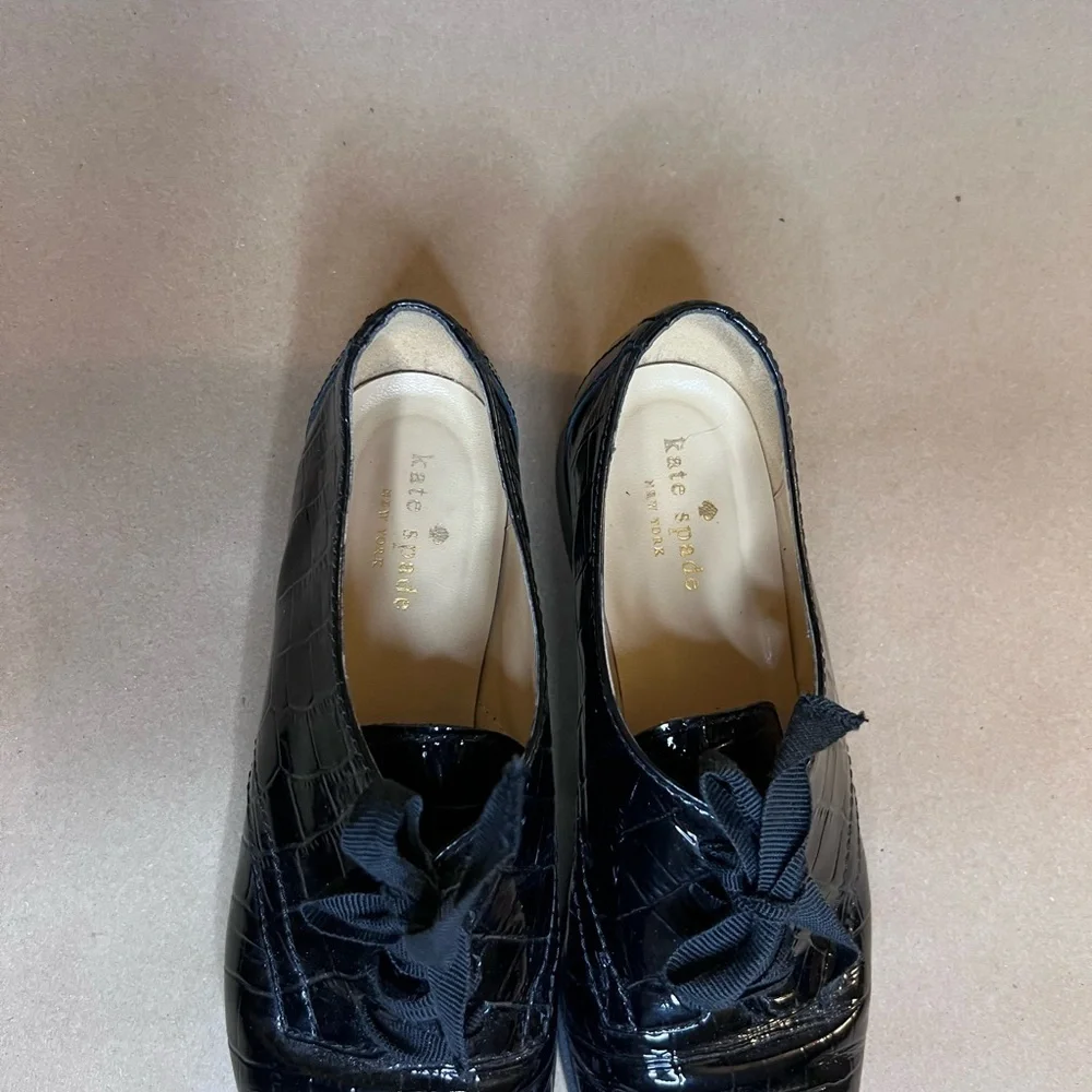 Kate Spade New York Black Patent Leather Oxford Shoes Italy Women’s Size 8B